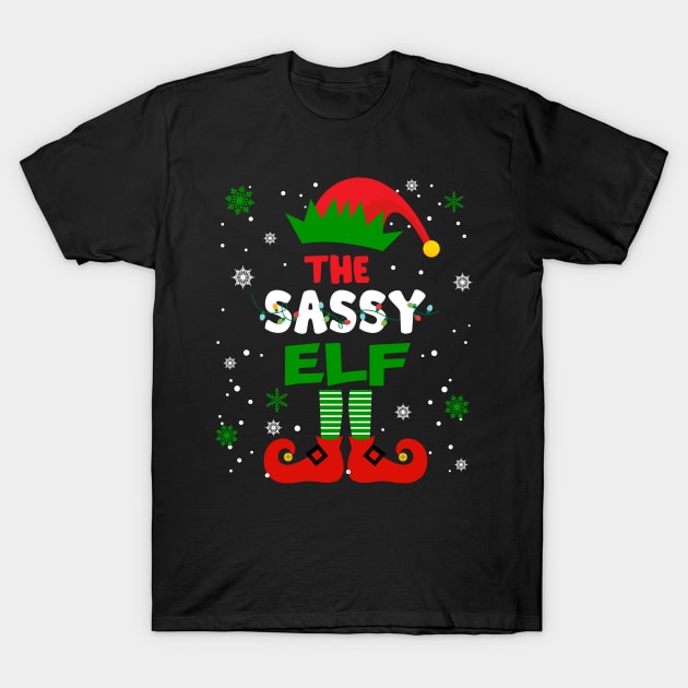 Sassy Elf Christmas Funny Family Pajama Matching Xmas T-Shirt by Audell Richardson